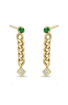 "Faceted Emerald And Bezel 0.04 Ct Diamond Add Flickers Of Fiery Sparkle To Chain Earrings 14K Yellow Gold Earrings For Wedding Fine Jewelry   3/4\" drop; 1/8\" width >> About this product:- * SKU Code: NJ0005 * Handmade/ Handcrafted Fine Jewelry * Metal: 14K Solid Yellow Gold (with Stamped) * Metal Purity: 14K * Custom Metal Purity: 14K/ 18K * Diamond Weight:-0.04 Ct. * Diamond Clarity:- SI * Diamond Color:- G-H * Diamond Cut:- Brilliant Cut * Emerald Gemstone Weight :- 0.04 Ct.      3/4\" drop; 1/8\" width >> Sizing & Measurements:- >> We will make a great gift for the upcoming festive season - or for birthdays, valentine's day, anniversary, engagement, party, or just any special occasion, and the item comes along with a complimentary jewelry box. ✦ Shipping:- Please allow us up to 1-2 w 14k Gold Dangle Earrings With Chain, Yellow Gold Dangle Earrings With Chain, Yellow Gold Dangle Chain Earrings, 14k Yellow Gold Chain Earrings, Stamped Metal, Jewelry Metal, Yellow Gold Earring, Emerald Gemstone, Diamond Color