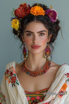 Mexican Braids Hairstyle: Embrace the Charm of Tradition - Puqqu Flamenco Style Fashion, Boho Mexican Outfit, Mexican Bride Hairstyle, Mexican Braids Hairstyles, Mexican Wedding Hair, Traditional Mexican Hairstyles For Women, Mexican Make Up, Mexico Makeup Look, Mexican Makeup Look Traditional