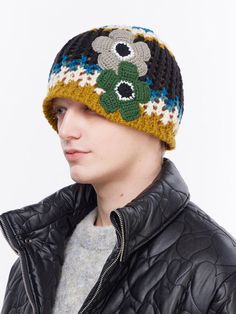 THE GREATEST's beanie has a unique look with colorful yarn combination and crochet knit flower patch on the side. You can style it for casual and iconic look during multiple seasons. - Deep depth- Flower patch on the side- Crochet knit pattern- Acrylic knit fabric Knitted Flowers, Flower Patch, Knit Patterns, Knitted Fabric, Accessories Hats, Mens Accessories, Yarn, Knitting, Green