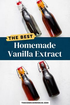 the best homemade vanilla extrat is on display in three different sizes and colors with text overlay