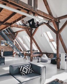 #homeinspo #vintage #inspiration
 #luxury #instahome
#livingroomdecor #dekorasirumah Decorative Ceiling Panels, Loft Apartment Decorating, Indoor Hammock, Loft Interiors, Loft Design, Loft Apartment, Design Del Prodotto, Dream Apartment, White Paneling