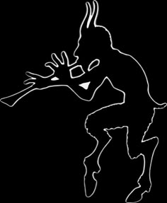 a black and white silhouette of a demon