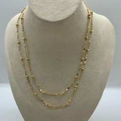 Two Rows Chains Necklace New Without Tags Gold Station Necklace With Beaded Chain, Gold Layered Necklace With Beaded Chain, Gold Multi-strand Satellite Chain Necklace, Gold Satellite Chain Necklace For Party, Chains Necklace, Womens Jewelry Necklace, The Row, Jewelry Necklaces, Necklaces