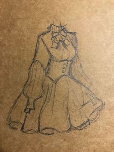 a drawing of a woman in a dress