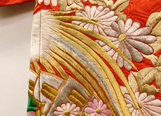 Exceptional Embroidered Japanese Ceremonial Kimono For Sale at 1stDibs Traditional Ceremonial Kimono For Festivals, Vintage Red Kimono For Wedding, Traditional Wedding Kimono With Floral Embroidery, Traditional Gold Kimono For Festive Season, Traditional Gold Kimono For Festive Occasions, Traditional Gold Kimono For Wedding, Traditional Red Kimono For Wedding, Traditional Gold Ceremonial Kimono, Wedding Kimono Robe