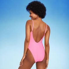 Cheeky scoop-back one-piece swimsuit from Wild Fable™ with a flattering ultra-high-leg design. Soft and stretchy opaque fabric with a built-in shelf bra. Adjustable shoulder straps provide the perfect stay-put fit. Sizes XS-XL have no cups, sizes 14-26 have removable cups. If you're not satisfied with any Target Owned Brand item, return it within one year with a receipt for an exchange or a refund. Wild Fable™: A look for every story. Pink Second-skin Swimwear With Lined Body, Poolside Stretch Bodysuit With Scoop Back, Stretch Scoop Back Bodysuit For Poolside, Scoop Back Bodysuit With Solid Back For Poolside, Stretch Bodysuit With Scoop Back For Poolside, Swimming Bodysuit With Scoop And Solid Back, Scoop Back Bodysuit For Swimming With Solid Back, Scoop Back Bodysuit For Swimming, Beach Bodysuit With Scoop And Solid Back