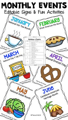 months of the year printable signs and activities