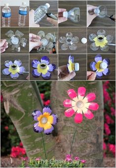 how to make paper flowers out of plastic bottles