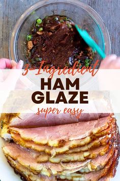 Sliced ham with a pink inside and a shiny brown skin. Brown Sugar Ham Glaze Recipe, Ham Glaze Recipe Brown Sugar, Brown Sugar Ham Glaze, Easy Glaze Recipe, Sugar Ham Glaze, Best Ham Recipe, Glaze For Ham, Easy Ham Glaze, Ham In The Oven