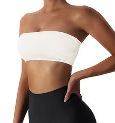 PRICES MAY VARY. [WIRE-FREE STRAPLESS BRA & REMOVABLE PADS BRA] The bandeau sports bra has elastic upper and lower bands, which makes sure this tube top bra doesn't easily slide or roll up. The removable pads also provide extra coverage and support for the breasts, also can be easily replaced and washed. [FEATURE] Tube top bra, bandeau bra, padded strapless bra, sports bra, wireless bra, seamless bra, crop tube bra, bralette bra, yoga workout bra, solid bra, casual bra, non-slip bra, padded tube Strapless Tube Top With Built-in Bra For Workout, Workout Bandeau Tube Top With Built-in Bra, Stretch Bandeau Sports Bra With Seamless Construction, Seamless Strapless Tube Top For Workout, Stretch Seamless Bandeau Sports Bra, Seamless Bandeau Tube Top For Workout, Workout Strapless Tube Top With Built-in Bra, Seamless Bandeau Workout Tube Top, Workout Bandeau Seamless Tube Top