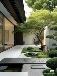 Very suddle clean design for someone that likes simplicity Zen Garden Design, Courtyard Gardens Design, Japanese Garden Design, Modern Garden Design, Modern Backyard, Outdoor Gardens Design, House Outside Design