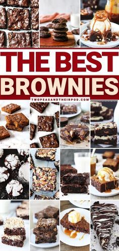 the best brownies cookbook cover with pictures of desserts, cookies and more