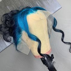 Lace Front Wig Virgin Human Hair Blue 150%Density 16" Lux Hair, Ombre Lace, Blue Wig, Hair Tape, Black Ombre, Straight Lace Front Wigs, Hair Shop, Peruvian Hair, Front Lace Wigs Human Hair