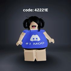 a lego character is wearing a blue shirt and black pants with the words code 422ie on it