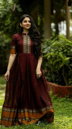 Long Frocks For Women, Elegant Cotton Dress, Frock Models, Simple Frock Design, Long Frock Designs, Long Gown Design, Simple Frocks, Latest Model Blouse Designs, Anarkali Dress Pattern