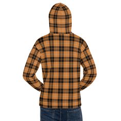 Johnstone Orange and Black Tartan hoodie. Super cozy, plaid hooded sweatshirt, perfect for Halloween, autumn, and fall. This cozy hooded sweatshirt has a soft outside with a plaid print in rich, dark grays, and an even softer brushed fleece inside. This unique hoodie has a relaxed fit, and it's perfect for fall days or a chilly evening and is sure to become your favorite - Comfortable fabric blend: 70% polyester, 27% cotton, 3% elastane - Soft cotton-feel fabric face, with a brushed fleece inside - Double-lined hood with design on both sides - Unisex style for teens, men, and women - Sturdy, overlock seams - "Kangaroo" pocket on the front - Inclusive sizing from XS to 3XL All products from Scottish Cottage Shop are made just for you after your order has been placed. This helps reduce waste Winter Plaid Hooded Hoodie, Casual Plaid Hooded Hoodie, Plaid Cotton Hooded Hoodie, Fall Plaid Hoodie For Streetwear, Plaid Hoodie Outfit, Halloween Cozy, Cozy Clothing, Black Tartan, Plaid Hoodie