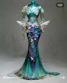 Fairy Themed Dress, Water Themed Dress, Sea Themed Dress, Ocean Themed Dress, Water Dress, Fairy Dresses, Nature Dress, Fantasy Dresses, Fantasy Gowns