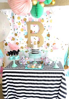 a birthday party with balloons and decorations