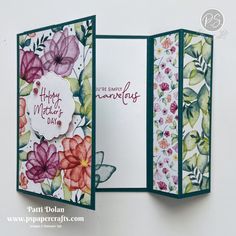 the inside of an open card with flowers and leaves on it, which reads happy mother's day