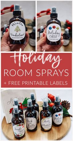 holiday room sprays and free printable labels