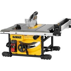 a table saw is sitting on top of a stand