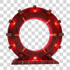 a circular object with red lights in the shape of a circle, on a transparent background