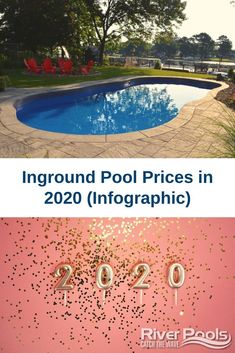 a swimming pool with the words inground pool prices in 2009 info graphic