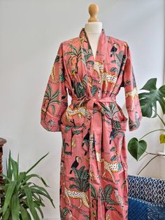 Bridesmaid Kimono, Kimono Floral, Traditional Kimono, Summer Kimono, Indian Block Print, Gowns For Girls, Night Suit, Cotton Kimono, Womens Kimono