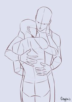 a drawing of two people hugging each other