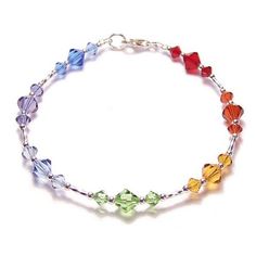 Sterling silver Chakra bracelet Sparkling Swarovski by LunarraStar Sparkle Bracelet, Seven Chakras, Custom Bracelet, Rainbow Bracelet, Chakra Bracelet, Custom Bracelets, Tube Beads, Sterling Silber, Round Beads