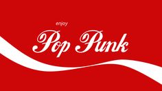 the logo for pop punk, which is red and white with swirls on it