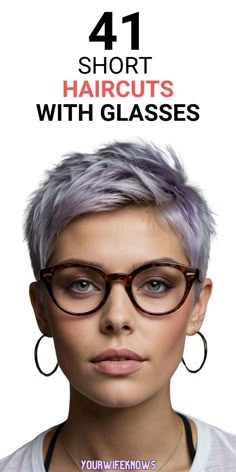 If you're a woman with glasses, these 41 short haircut ideas are just what you need to refresh your style. From trendy pixie cuts to sleek bobs, these haircuts are perfect for enhancing your features. Whether you have a round face, oval face, or another shape, there's a style here that will flatter you. Ideal for those with grey hair or curly textures, these short haircuts are easy to maintain and look fantastic. Discover your new favorite hairstyle today! Round Faces Short Hair, Best Haircut For Glasses, Glasses For Oval Face Shape Woman, Short Cut For Thinning Hair, Pixie For Oval Face Shape, Short Hairstyle Women With Glasses, Pixie Hairstyles For Round Faces, Pixie Cut With Glasses, Short Haircut For Oval Face