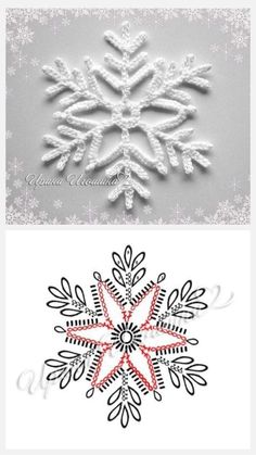 two snowflakes are shown in white and red