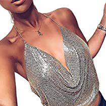 Check this out! Scarf Halter Top, Party Women, Backless Crop Top, Sequin Crop Top, Halter Tank Top, Backless Top, Costume Intero, Womens Cami, Summer Crop Tops