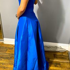 Elegant And Beautiful Gown, Long, Spaghetti Straps A Line Size 8. Luxury Blue Spaghetti Strap Gown, Blue Satin V-neck Gown, Blue Satin Finish Floor-length Gown, Royal Blue Satin Floor-length Dress, Floor-length Blue Maternity Gown, Royal Blue Gown, Black Sequin Mini Dress, Pink Long Dress, Gold Sequin Dress