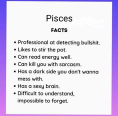 a piece of paper with words on it that say, pisces fact's