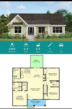 the floor plan for a small house with an attached garage and living room, as well as