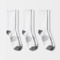 Why we're ALL IN: Having a range of athletic socks in your workout wardrobe is a must, and these are designed to keep your feet cool and comfy? thanks to a moisture-wicking fabric with ventilating mesh. The socks are thoughtfully created with arch support as well as zone cushioning on areas of the feet that need it the most, along with a reinforced heel and toe. Plus, the neutral bases with stripe accents on the sole and crew cut make for versatile wear for a variety of activities. When families Running Intervals, Mens Mesh Shorts, Interval Running, Staying Active, Workout Wardrobe, Crew Cut, Crew Cuts, All In Motion, Mens Cargo