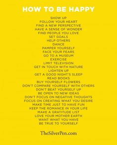 a yellow poster with the words how to be happy