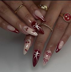 Unghie Sfumate, Milky Nails, Red Nail Designs, Chic Nails, Cute Acrylic Nails, Acrylic Nail Designs