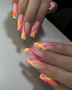 Ongles Beiges, Rave Nails, Neon Nail Designs, Dope Nail Designs, Long Square Acrylic Nails, Summer Acrylic Nails, Nail Designs Glitter