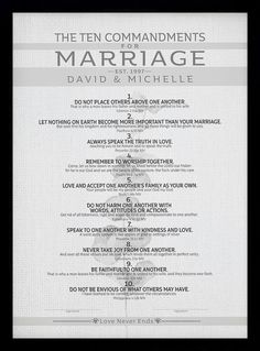 the ten commandments of marriage by david and michele framed in black frame