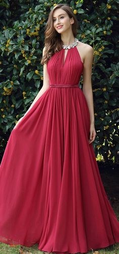 Está presioso Red Prom Dress Long, Long Party Dress, Chiffon Evening Dress, Prom Dress Long, Evening Party Gowns, Chiffon Evening Dresses, Dress Chiffon, Red Prom, فستان سهرة