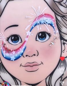 Fireworks Face Paint, Fourth Of July Face Paint Ideas, Firework Face Paint, Patriotic Face Paint, Fourth Of July Face Paint, 4th Of July Face Paint, July Face Paint, Paint Practice, Professional Face Paint