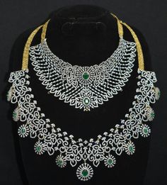 grand look Detachable Diamond finish choker Green Diamond Cut Necklaces For Wedding, Heavy American Diamond Jewelry For Reception, Green Diamond Cut Necklace For Wedding, Green Diamond-cut Necklaces For Weddings, Heavy Silver Bridal Necklace For Marriage, Green American Diamond Bridal Necklace For Wedding, Traditional Bridal Sets With Diamond Accents For Wedding, Green Bridal Necklace With American Diamonds, Heavy American Diamond Jewelry Sets For Wedding