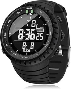 an image of a black watch with digital display on the front and back side of it