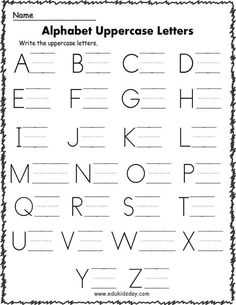 the alphabet uppercase letters worksheet for kids to practice their handwriting and writing skills