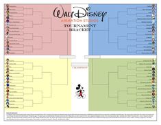 the disney world tournament bracket is shown in this graphic file, as well as several other brackets