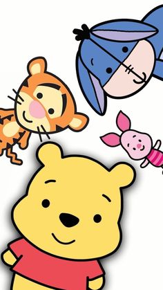 winnie the pooh and her friends are flying through the air together with each other