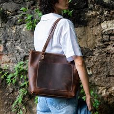 Leather Work Bag, Leather Handbags Handmade, Work Essentials, Large Leather Tote Bag, Sustainable Leather, Large Leather Tote, Handcrafted Bags, Zipper Tote Bag, Brown Leather Bag